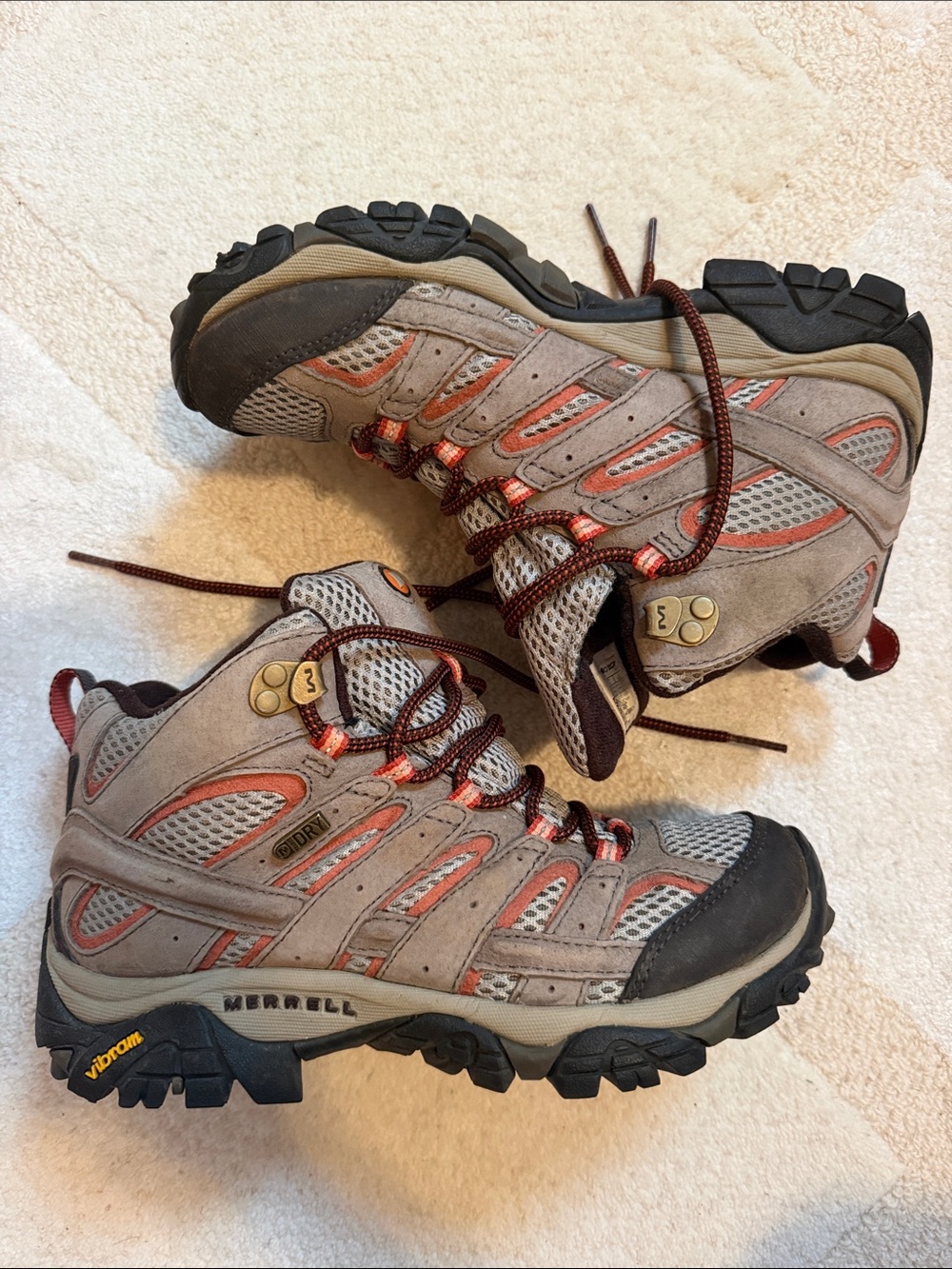 Merrell Tan and Orange Trail Mid-Height Hiking Boots